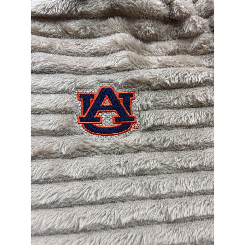 Auburn Tigers Rivalry Threads Women XL Ribbed Faux Fur Boxy Short Hoodie Tan - Picture 2 of 4